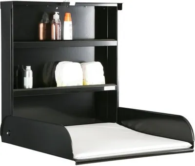 Produktbild von Klappbarer Wandwickeltisch aus Stahl schwarz inklusive Wickelauflage byBo 10221