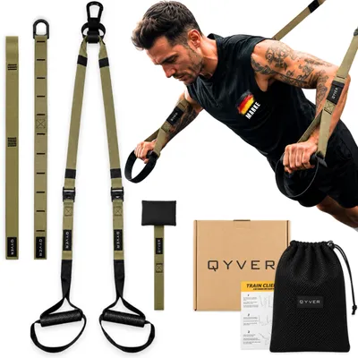 Produktbild von QYVER® Premium Schlingentrainer Set – Suspension Trainer mit Türanker, Ganzkörpertraining für Home Gym, Krafttraining, Calisthenics & Outdoor Fitness