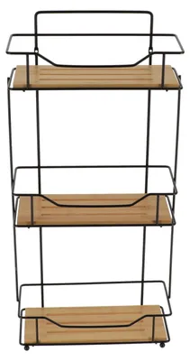 Produktbild von Tendance Badezimmer Organizer - schwarz - Metall/Holz - 3 Schichten - 57 x 27 x 12 cm - Duschablage