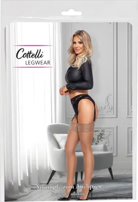 Zdjęcie produktu dla Cottelli LEGWARE Pończochy nude M z szeroką koronką 20 den