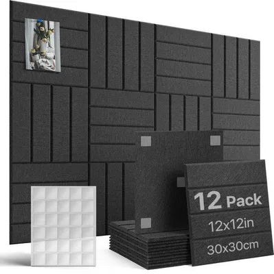 Produktbild von Famanu Selbstklebendes Filz-Pinnboard 120 x 90 cm - Set von 12 Stück, Schwarz