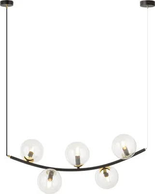 Zdjęcie produktu dla Żyrandol RITZ czarno-złoty-przezroczysty 5xE14x10W szkło wym:100x80x30cm IP20 Emibig