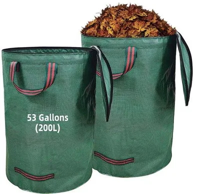 Produktbild von Gartenmüllsack 200Lx2 mit Deckel, wasserdicht, faltenfähig, recycelbar, Gartenabfallbehälter, Grasbeutel mit Griffen für Rasen, Blätter, Hecke, Gartenabfall.