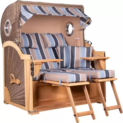 Produktbild von Strandkorb Westerland Teak Bullauge PE grey Dessin 580