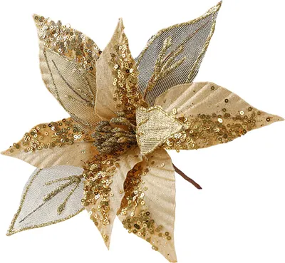 Produktbild von 11 Zoll große künstliche Weihnachtsblumen mit Glitzerpailletten, Poinsettien-Blumen aus Stoff, künstliche Blumenstecker für Weihnachtsbaumschmuck, Hochzeiten, Geburtstagskränze und Dekorationen