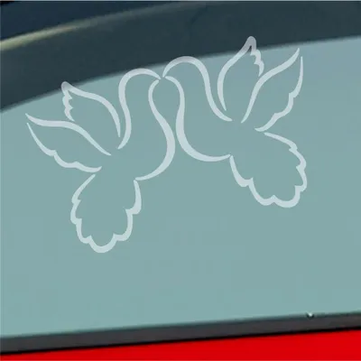 Produktbild von Auto Aufkleber Liebestauben Liebe Love Taube Hochzeit 12x9 cm Milchglas Sticker Heckscheibenaufkleber