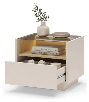 Produktbild von Veirra - Nachttisch, 53x40x43h cm Beige, eine Schublade