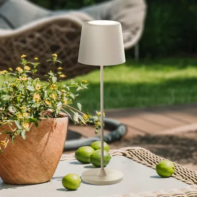 Produktbild von LED Tischlampe für Außen & Innen mit Touchdimmer & USB - beige