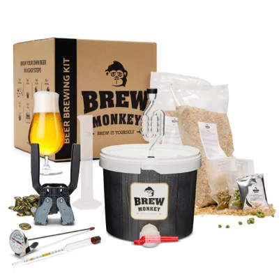 Produktbild von Brew Monkey Bierbrauset Tripel | Komplett Set 5 Liter Bier | 8,2% Vol | Bier Brauen Set | Männergeschenke | Bier Geschenke für Männer | Geburtstagsgeschenk für Männer