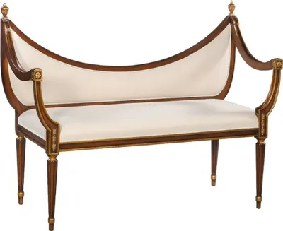 Produktbild von Casa Padrino Luxus Jugendstil Sitzbank Creme / Braun / Gold - Handgefertigte Massivholz Bank - Barock & Jugendstil Wohnzimmer Möbel