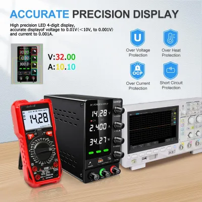 Immagine prodotto di Alimentatore DC da laboratorio, 30V 10A - Tensione e corrente regolabili - Uscita singola stabilizzata - Protezione OVP/OCP - Display digitale - Caricatore 30V 10A