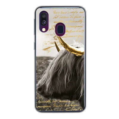 Produktbild von MuchoWow® Handyhülle Schutzhülle Hülle für Samsung Galaxy A40 Schottischer Highlander - Gold - Hoorn Silikon Softcase Handy Hülle - Handy-Tasche