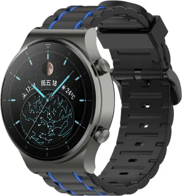 Produktbild von Strap-it Huawei Watch GT 2 Pro Sportschnallenarmband (Schwarz/Blau)