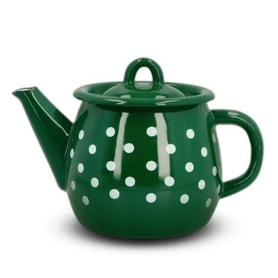 Produktbild von AGD Olkusz | Teekanne Emailliert - 1l - Flaschengrün - Retro-Design - Für Induktion geeignet