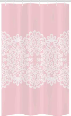 Image de ABAKUHAUS Rideau de douche étroit rose et blanc, mariage, décoration de salle de bain en tissu avec crochets, 120 x 180 cm, blanc blush