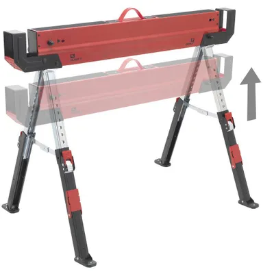 Produktbild von TOOLCRAFT TO-7726197 Stahl Sägebock höhenverstellbar 300 kg (B x H x T) 520 x 620 x 1088 mm 9.3 kg 1 St.