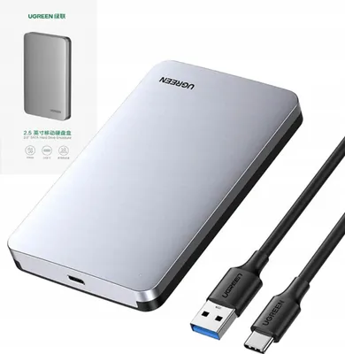 Immagine prodotto di Ugreen Cm300 70498 Vassoio per HDD 2,5'' Sata 3.0 6Gbps - Grigio + cavo Usb-C - Usb-A 0,5M