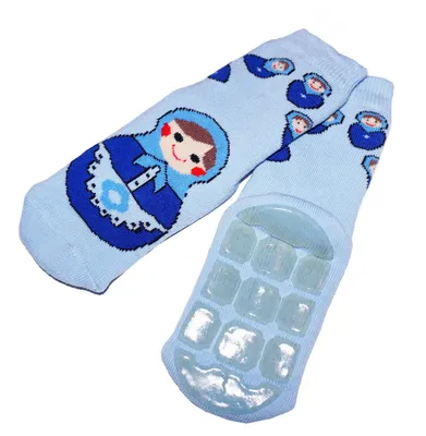 Produktbild von Kinder ABS-Socken aus Baumwolle Matroschka Hellblau Größe 23-26
