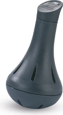 A dark gray cleaning ball for carafes and bottles.