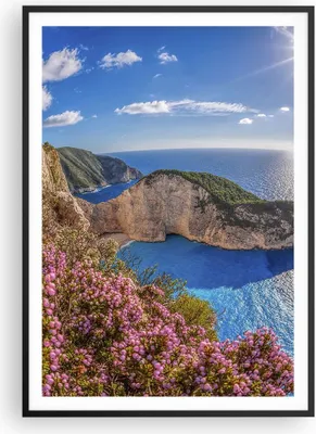 Produktbild von Gerahmtes Poster - Schwarzer Rahmen - Meer Sommer Blume - 70x100 cm - Wand Bild - Wanddeko - Wandbilder - Kunstposter - Wandposter - Bilderrahmen - Bilder - Kunstdruck - Wandbild - P2BPA70x100-3741