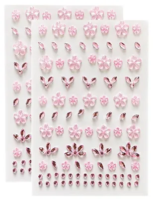 Selbstklebende Strasssteine, 2 Blatt, 8x12 cm, Rosa, Blumen