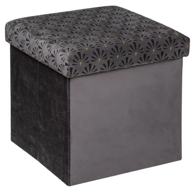 Produktbild von Atmosphera Créateur d'intérieur Sitzhocker Liam Polyester Polyurethan MDF-Platte grau 38 cm x 38 cm x 38 cm