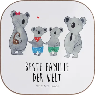 Produktbild von Mr. & Mrs. Panda Tischuntersetzer Koala Familie zwei - Weiß - Geschenk, Muttertag, Zusammen, Koalabär, unterleger, Untersetzer Gläser, gläseruntersetzer, für, Coaster