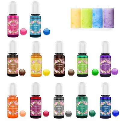 Zdjęcie produktu dla Płynny barwnik do świec, 12 kolorów, 10 ml, do produkcji świec, rękodzieła, barwniki do wosku