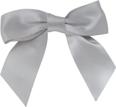 Produktbild von Satin-Schleife Silber 8 cm zum Aufkleben, 10 Stück