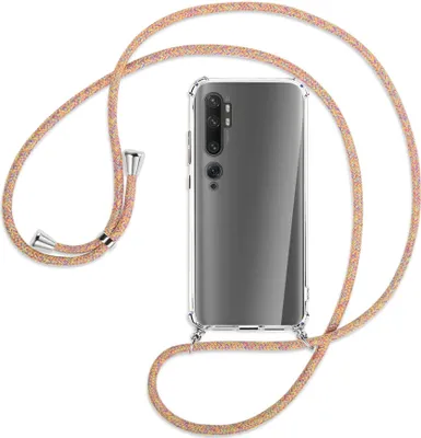 Produktbild von Handykette Backcover-Schutzhülle mit Band (Metall silberfarben) für Xiaomi Mi Note 10 (Pro) - Rainbow