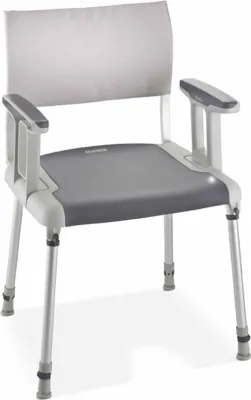 Produktbild von Duschstuhl INVACARE SORRENTO mit Armlehnen weiß-grau>>>>Ausf.: ohne Hygieneaussparung