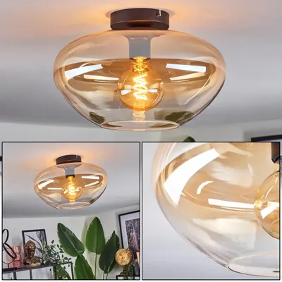 Produktbild von Galatina Deckenlampe aus Metall/Glas in Schwarz/Bernsteinfarben/Klar