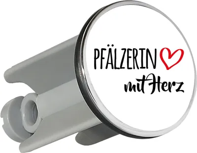 Produktbild von Huuraa Waschbeckenstöpsel Pfälzerin mit Herz 4cm höhenverstellbar Abflussstopfen Geschenkidee