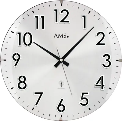 Zdjęcie produktu dla Nowoczesny zegar ścienny sterowany radiowo o średnicy 32 cm - AMS Model: 5973