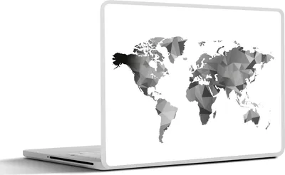 Produktbild von MuchoWow® Laptop Aufkleber Sticker Cover Weltkarte - Schwarz - Grau - Weiß - Kinder - Mädchen 31x22.5 cm - Laptop-Deko