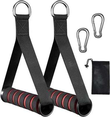Productafbeelding van Fitness-gripset in rood, geschikt voor krachttraining en gymoefeningen, ideaal voor gebruik met weerstandsbanden