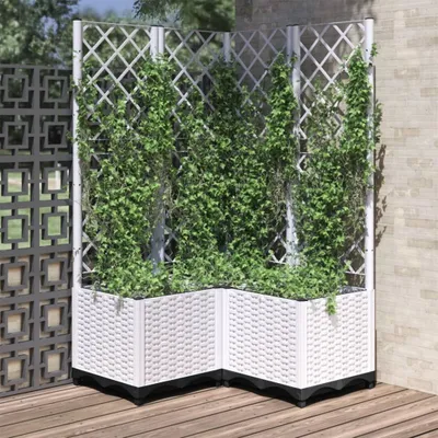Produktbild von 2024 MoBeeterne Blumentöpfe Pflanzkübel mit Rankgitter Weiß 80x80x136 cm PP 569203