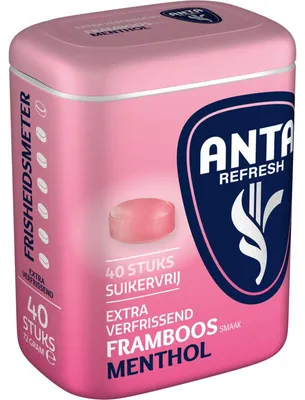 Obrázek produktu pro Mentolové bonbony Anta Framboos 72g – Osvěžující kombinace malina-mentol