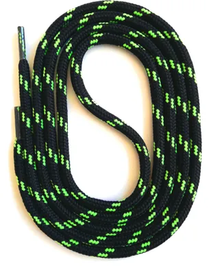 Produktbild von SNORS Sicherheitssenkel rund - SCHWARZ / NEONGRÜN - 5mm - 120cm