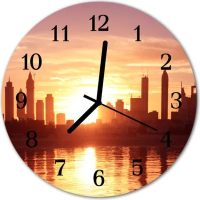 Produktbild von Glasuhr Wanduhr Küchenuhr Echt-Glas 30fi cm Skyline orange