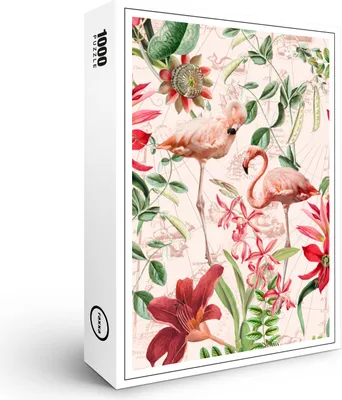 Image de puzzle premium raxxa "Flamingo Vintage Garten", 1000 pièces
