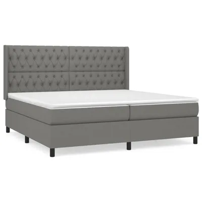 Zdjęcie produktu dla Łóżko Kontynentalne Z Materacem, Ciemnoszara Tkanina 200X200 Cm Lumarko!