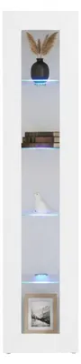 Produktbild von Vitrine Enea, Sideboard mit Glasregalen, Mehrzweck-Wohnzimmermöbel mit LED-Beleuchtung, 100 % Italy, cm 40x30h180, glänzend weiß