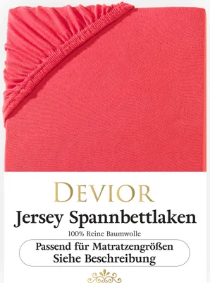 Produktbild von Devior Jersey Spannbettlaken 140x200 - 160x200 cm rot Bettlaken 100% Baumwolle bis 22cm Matratzenhöhe Gummizug