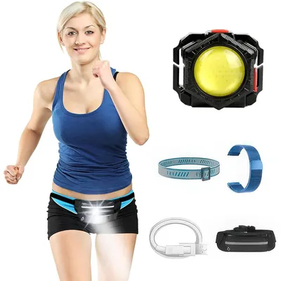Produktbild von LED Lauflicht Armband 500 Lumen, wiederaufladbar USB-C, 120° COB Weitwinkel, 4 Modi, IPX5 wasserdicht, für Joggen & Nachtlauf