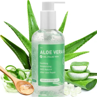 Obrázok produktu pre Aloe Vera gél a krém 280ml 100% čistý, hydratačný na tvár, telo a vlasy, upokojujúci a vyživujúci, ideálny na suchú pokožku a spáleniny od slnka