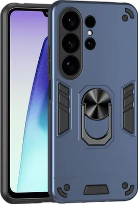 Image de Coque de téléphone portable avec anneau magnétique pour Samsung Galaxy S26 Ultra, résistante aux chocs, protection de l'appareil photo, bleue