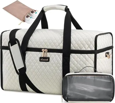 Image de Sac de voyage Weekender, cabine XL, beige et noir, imperméable, dimensions : 57 x 25,5 x 34 cm