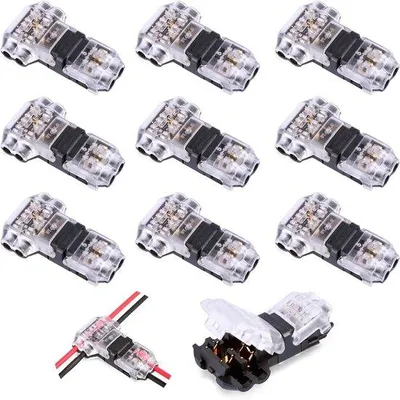 Image de Lot de 12 connecteurs en T à 2 pôles pour câbles 20/22 AWG : connexions rapides, raccords en T sans soudure