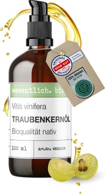 Produktbild von Traubenkernöl BIO kaltgepresst (100ml) von wesentlich.